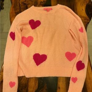 Lilly Pulitzer Peach and Red Heart Sweater XXS gently loved